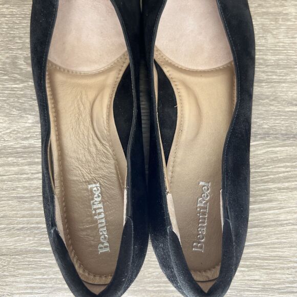 BeautiFeel Cap Toe Ballet Shoe Dress Pump Flat Leather EU 40 US 9.5 Black Silver - Picture 10 of 13